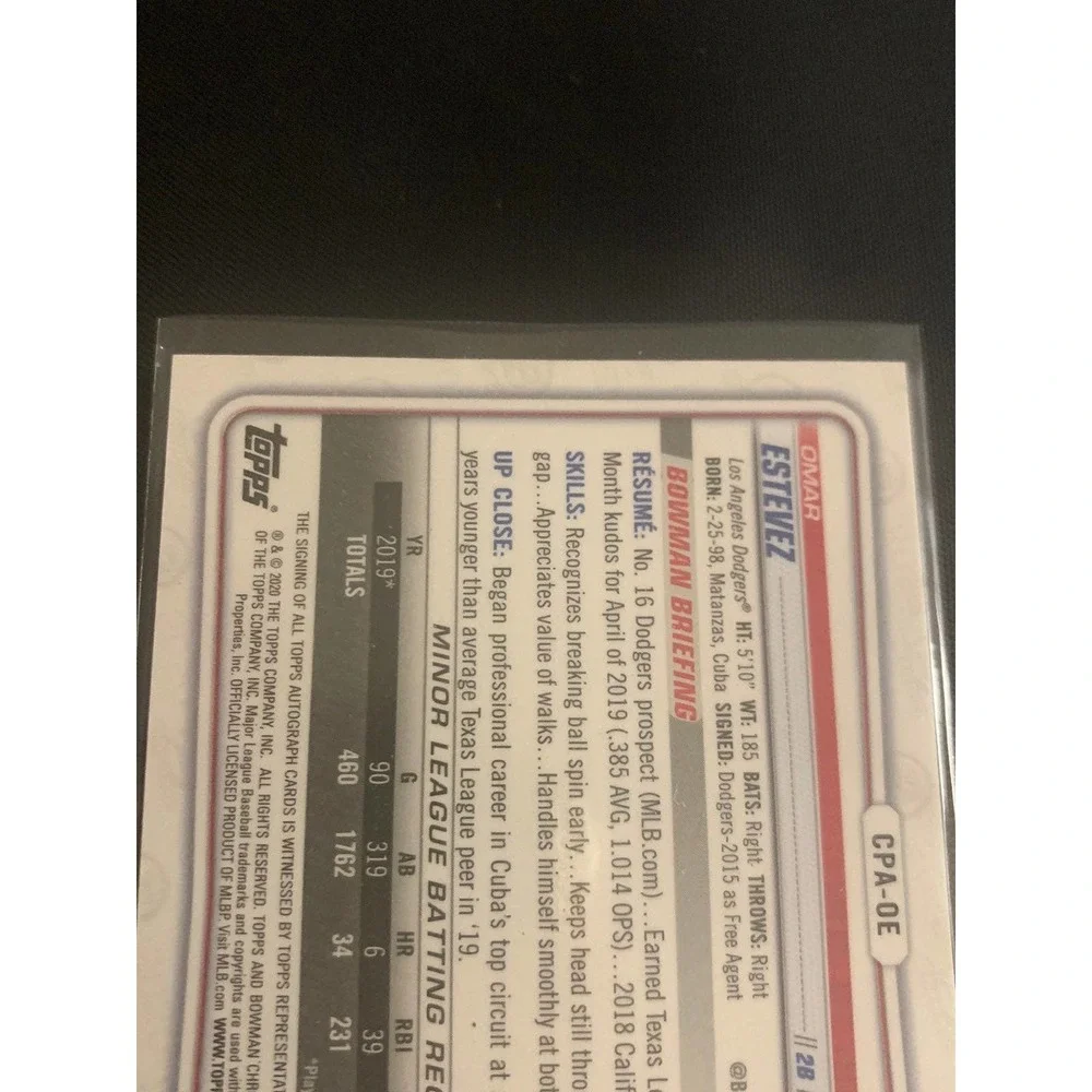 2020‎ Bowman Chrome Omar Estevez Auto /99